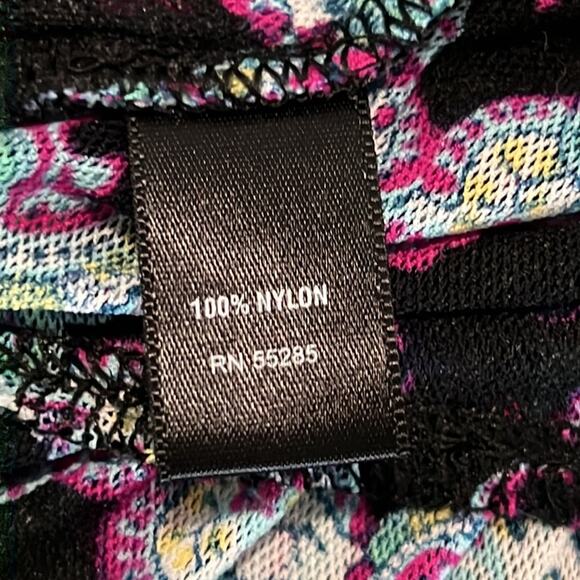 Express Paisley Print Knit Tiered Dress Woman Size Medium Flapper Ruffle Retro - Picture 9 of 10